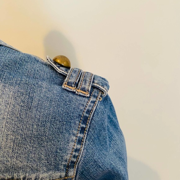 H&M Divided Womens Military Cotton Distressed Denim Jacket 40 - Picture 6 of 11